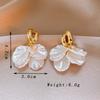 Flower Dangle Earrings for Women Golden Bend Metal Drop White Acrylic Petal Tassel Long Earrings Personality Jewelry