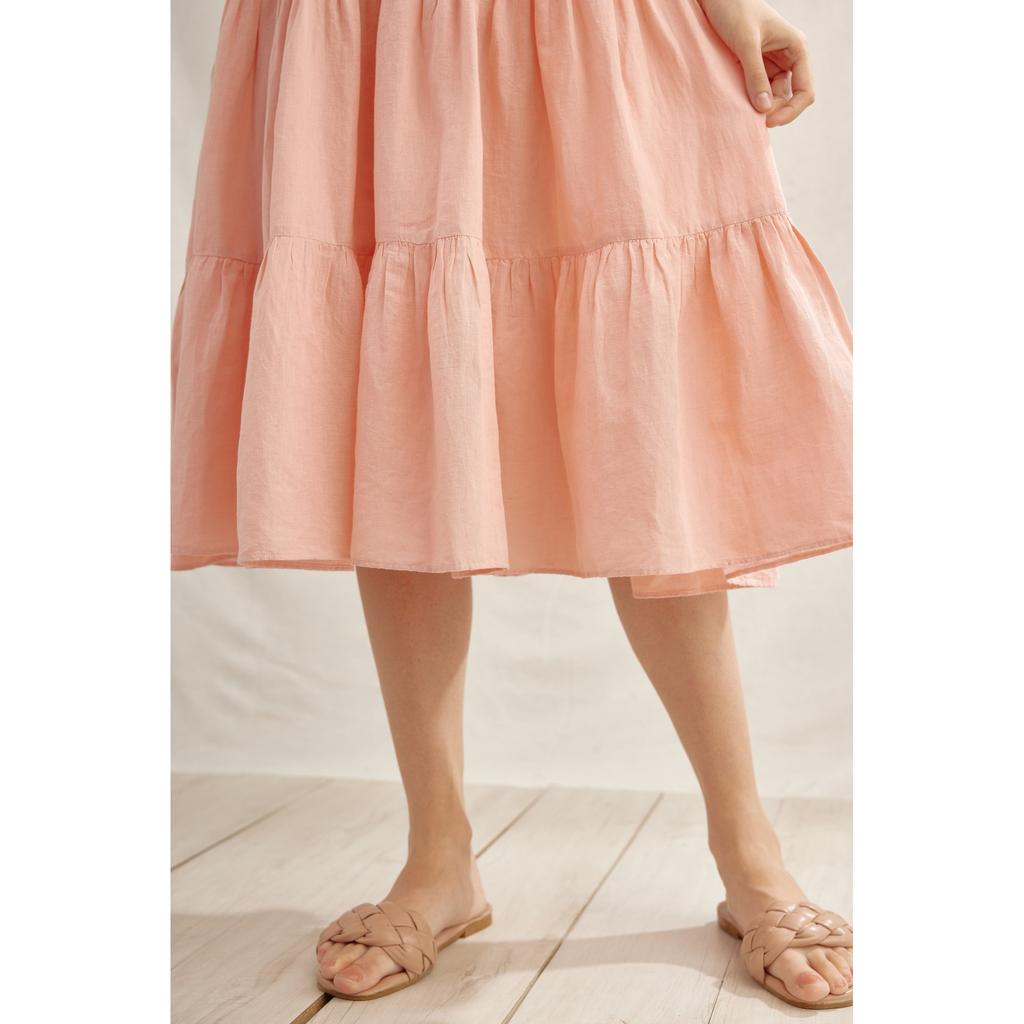 Casual Long Dress Women Floral Print Square Neck A-line Linen Summer Dress