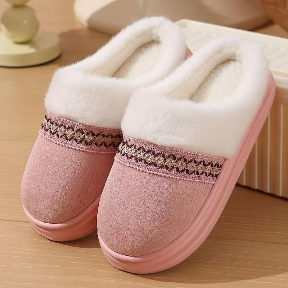 **Autumn Winter Cotton Slippers Women Indoor Home Plush Warm Couple Outdoor Wear Thick Sole Wear-Resistant Fuzzy Slippers Men**