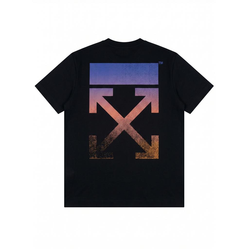 Off-White Ss26 American Street Style Gradient Spray Arrow Design Fashion Light Luxury Trendy Versatile Short Sleeve T-Shirt Unisex Tops OFFTEGLOG325Q