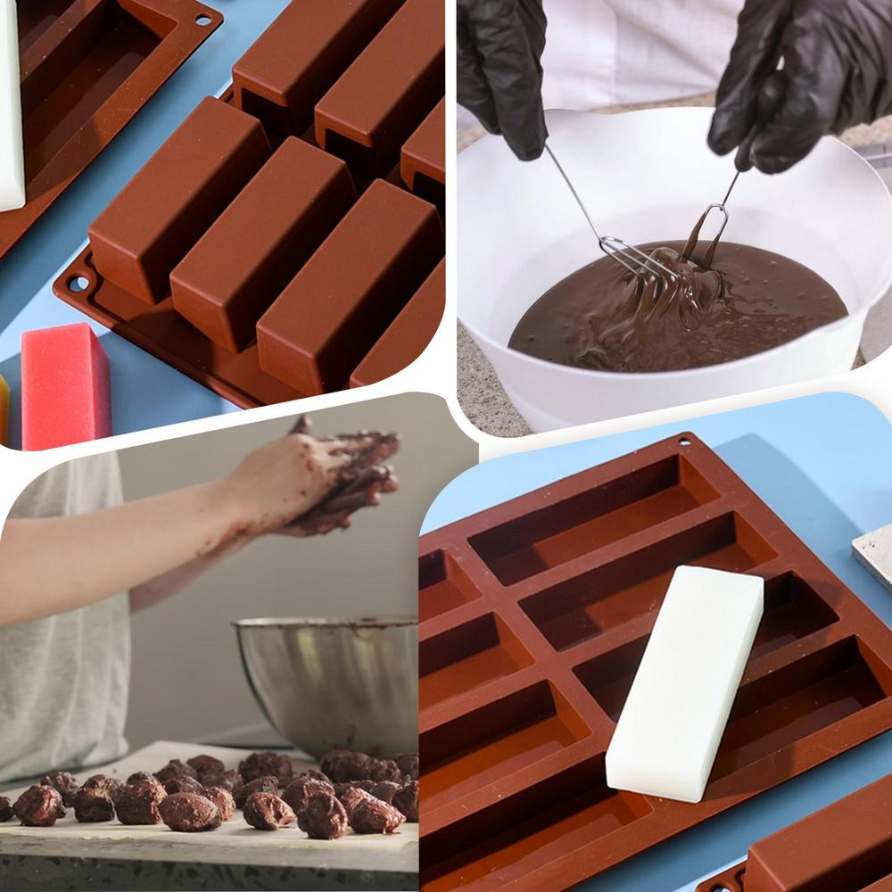 Chocolate Mold Silicone Handmade 8-Cavity Long Finger Cookies Mold Square Silicone Candy Mold For Baking Candy Chocolate Snacks