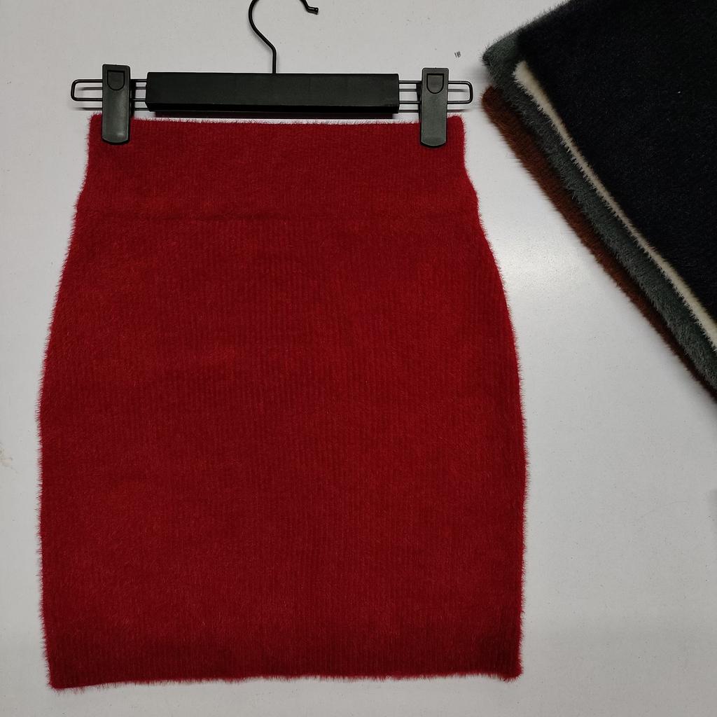 Mink Velvet Hip Skirt Women's Autumn and Winter New High Waist Slim Skirt Without Slit Hip Skirt