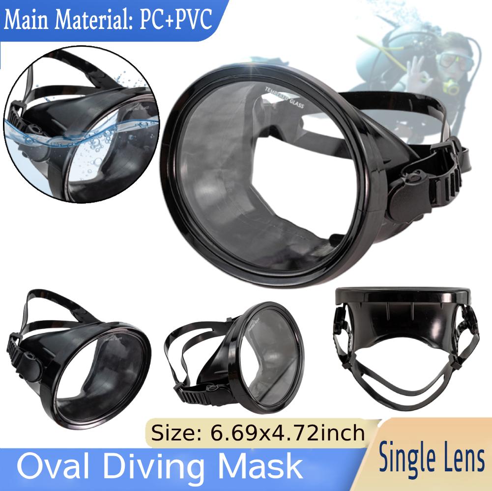 

Oval Diving Mask Single Lens Scuba Mask Tempered Glass Lens Scuba Goggles Anti-Fog Freediving Water Mask Anti-Leak for Men Women CHINA