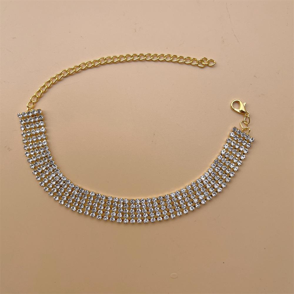 Cross-Border Hot Selling Personalized Sexy Multi-Row Rhinestone Anklet European and American Fashion Fully-Jewelled High Heels Single anklet