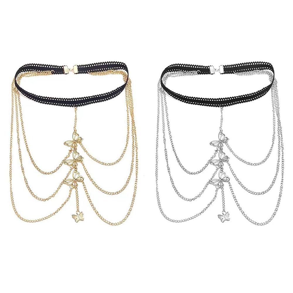 Multi-layered Butterfly Tassel Leg Chain Fashion Versatile Body Accessories Chain Jewelry Craft V4A9