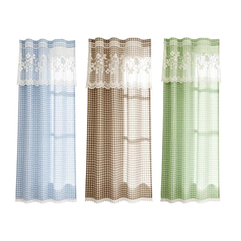 Kitchen Short Curtain Panel with Top, Light Filtering Polyester Privacy Panel and Trim Accent Style Window Drape