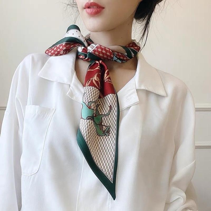 Long Silk Scarf Bag Tie Lady Neck Skinny Scarves Hairband Foulard Horse Print Brand Lady Neckerchief Ribbon 2024 Spring New