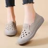 Genuine Leather Women's Flats 2 In 1 Casual Shoes Ladies Elastic Walking Shoes Slip-on Loafers Round Toe Slippers Waterproof Working Shoes
