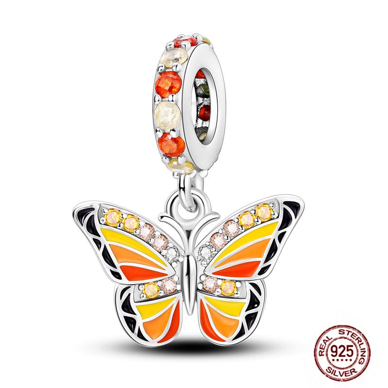 Charms  925 Sterling Copper Love Heart Sunflower Family Puppy Clip Charm Fit Bracelets Original Beads Women Souvenir DIY Zircon