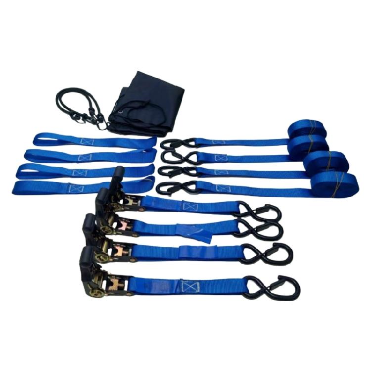 Reinforced Ratchet Strap Tie Downs 2200Lbs Break Force Antislip Handles For Outdoor Equipment Hauling