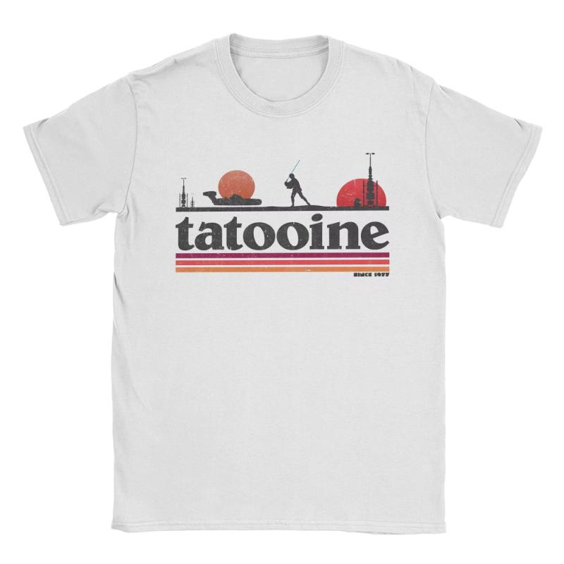 Casual Planet Sky Tatooine TShirts for Unisex Crewneck Cotton T Shirt Short Sleeve Tee Shirt Classic Clothes