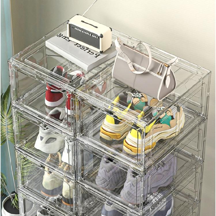 Stackable Plastic Shoe Storage Boxes Multipurpose Storage Containers Space Efficient Clear Boxes for Shoes Accessory