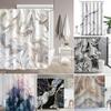 Grey Gold Marble Ink Texture Shower Curtain Set Abstract Modern Shower Curtain for Bathroom Decor Waterproof Washable Fabric