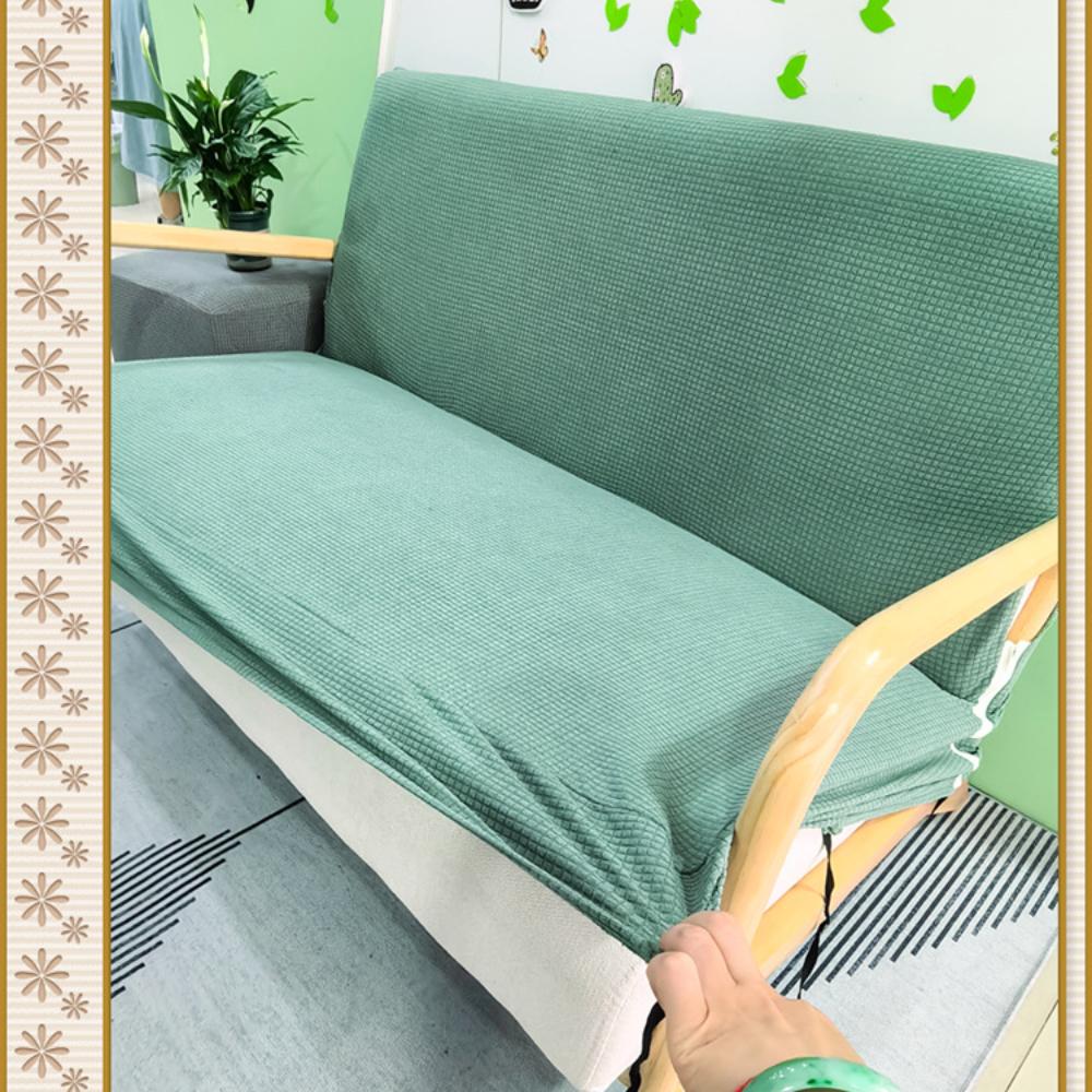Stretch Futon Slipcover Solid Wood Sofa Cover Furniture Protector Without Armrests Slipcover Soft with Elastic Bottom for Kids, Spandex Jacquard