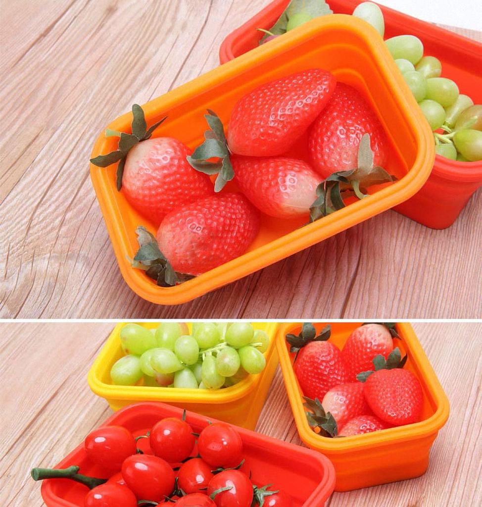 Silikon Faltbare Bento Aufbewahrung Lunch Lebensmittelbehälter Box für Mikrowelle, Gefrierschrank, Spülmaschinenfest, BPA-frei, 4er Set