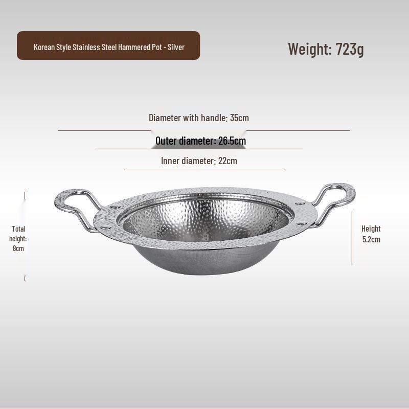 Food-Grade Stainless Steel Hammered Sukiyaki and Seafood Hot Pot