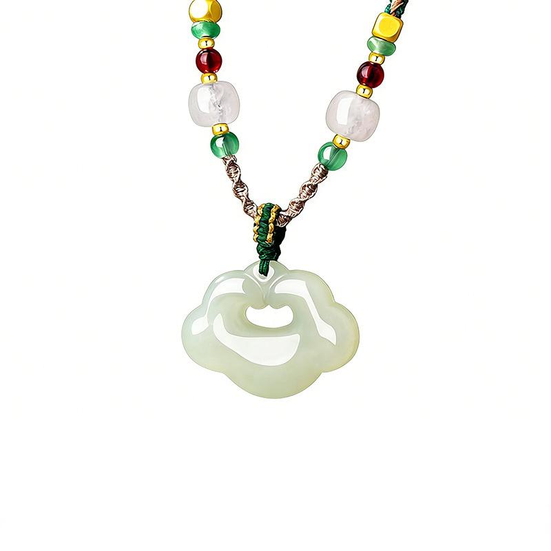 Natural Hetian Jade Ruyi Lock Pendant, New Chinese Style, High-end Design, Handmade Jade Necklace