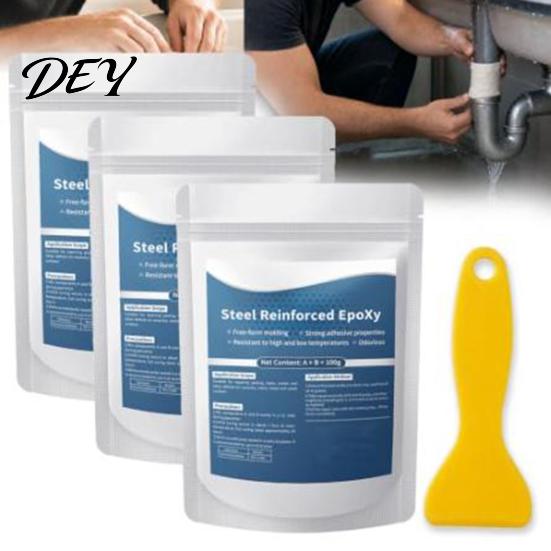 Mastic époxy renforcé à l'acier pour réparation de pierre céramique, Kit de mastic étanche résistant à la chaleur, Mastic polyvalent Argile AB pour métal, bois, carrelage, céramique