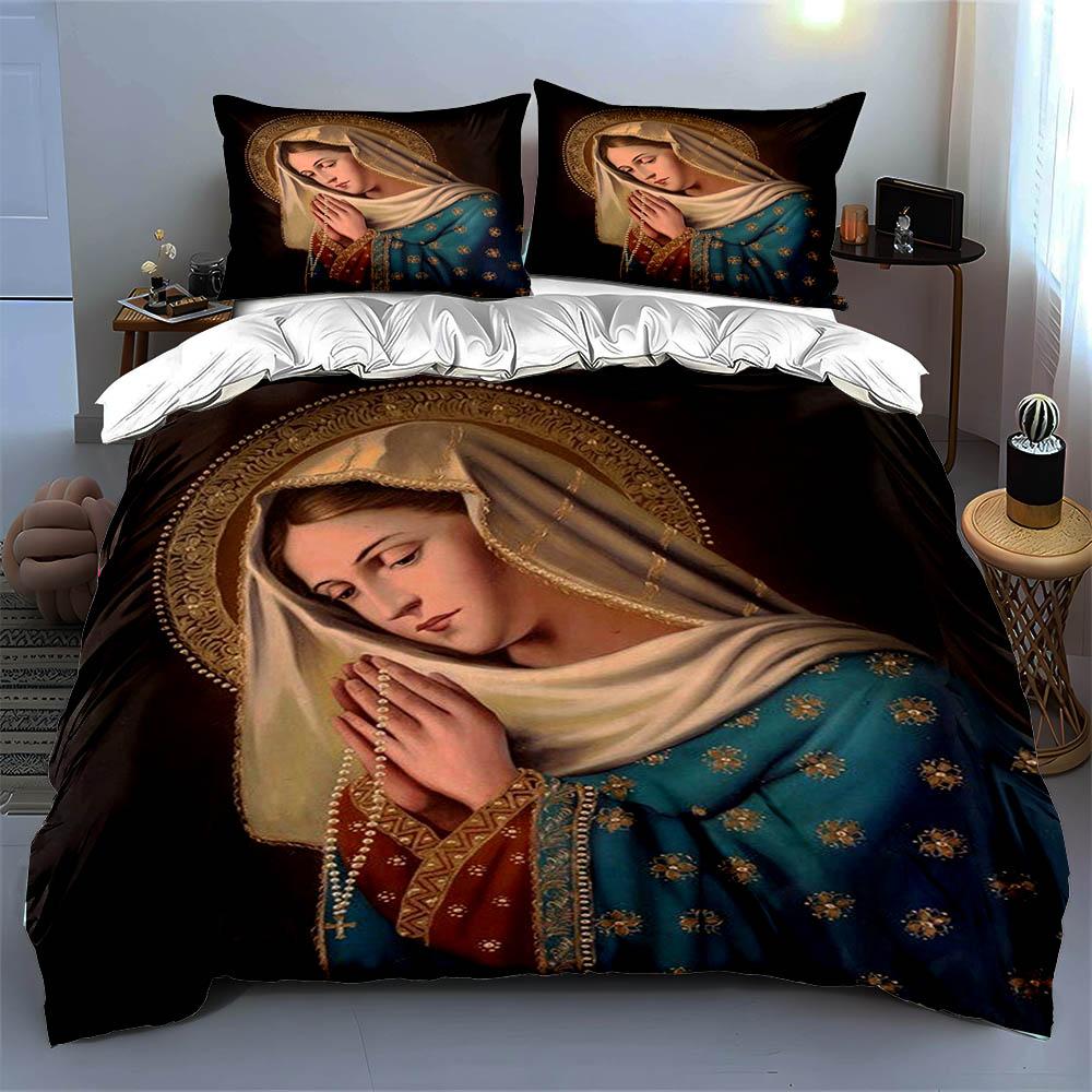 Elegant religious portrait Bedding Duvet cover sets Duvet covers Pillowcases gifts (1 * Duvet Cover 2 * Pillowcases, without duvet insert)