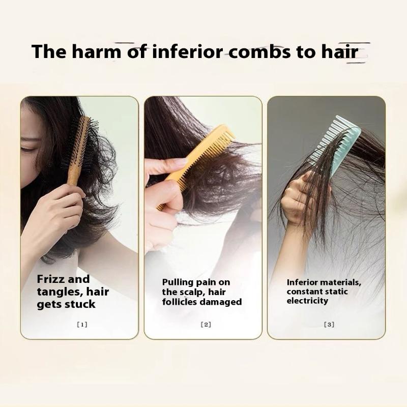Holzkamm mit langem Griff und breiten Zinken zum Locken und Wellenstylen der Haare, professionelles Salonwerkzeug für schwarzes Haar und Perücken