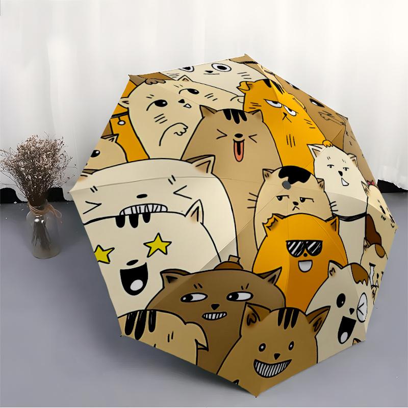 1pc Cats, Cartoon Automatic Open/close Umbrella, 8-Rib sturdy structure, Portable Travel Umbrella, Parties, Everyday Use,43