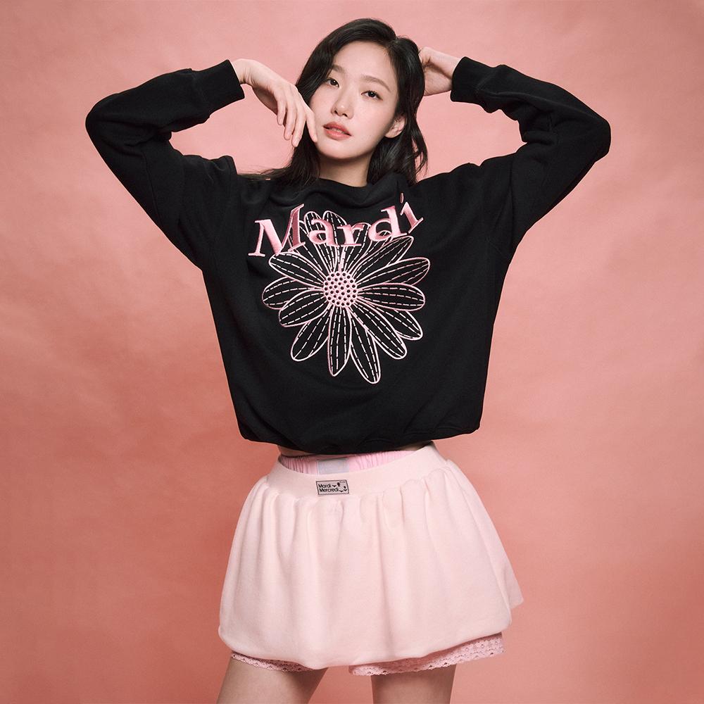 [mardimercredi] СВИТШОТ FLOWERMARDI ВЫШИВКА_ЧЕРНЫЙРОЗОВЫЙ