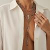 European and American Sense Y-shaped Fringed Necklace Women, Creative Color Double-layer Cross Pendant Collarbone Chain Necklace
