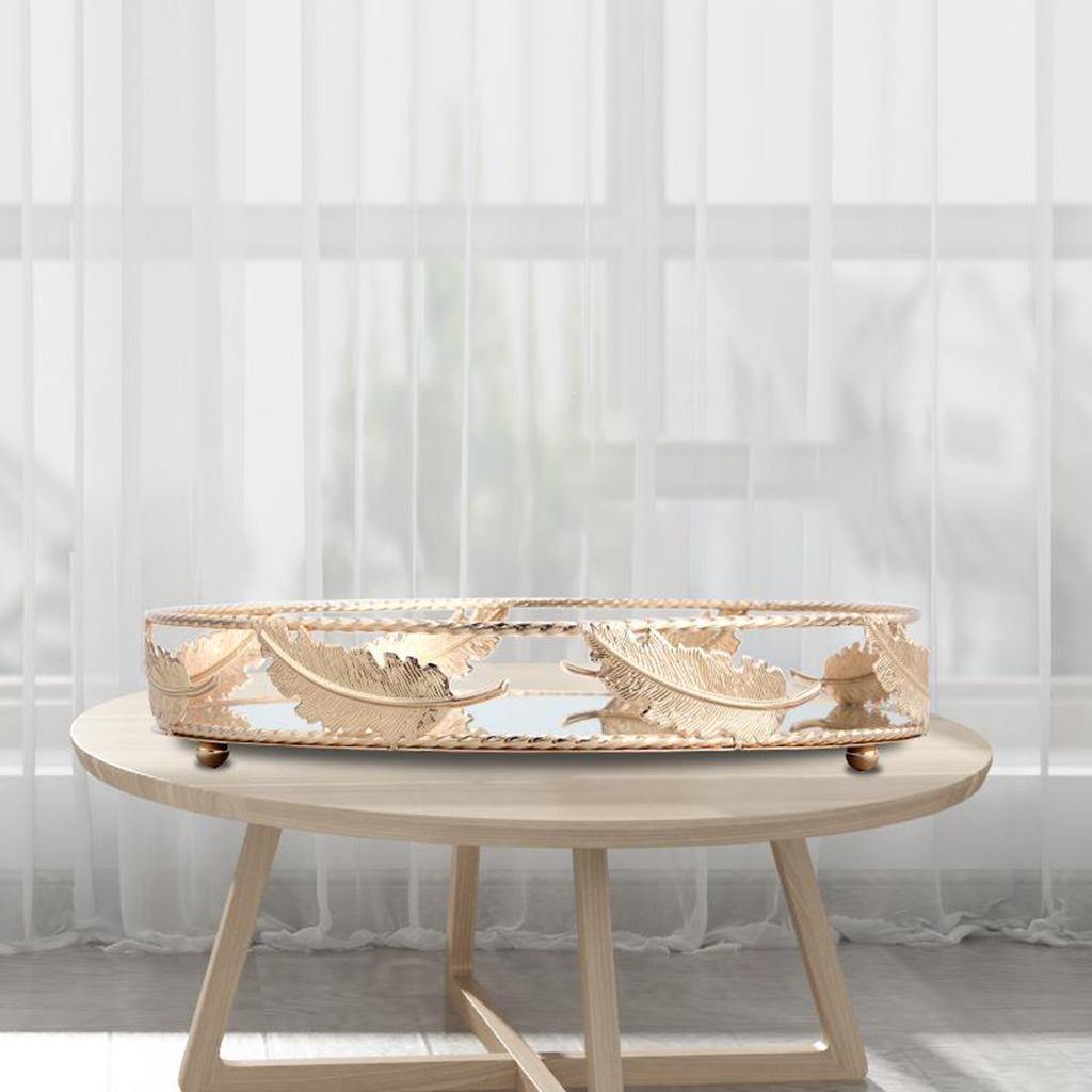 Round Mirror Plate Decorative Cosmetics Storage Tray for Catering , Wedding Party Decoration - 300mm