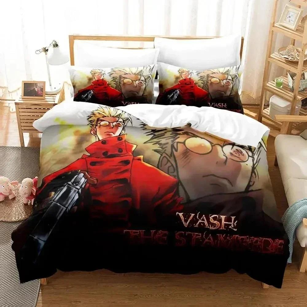 Anime TRIGUN STAMPEDE Bedding Set Printed Bed Set With Pillowcase Bed Duvet Cover Soft Queen King Size Bedclothes Home