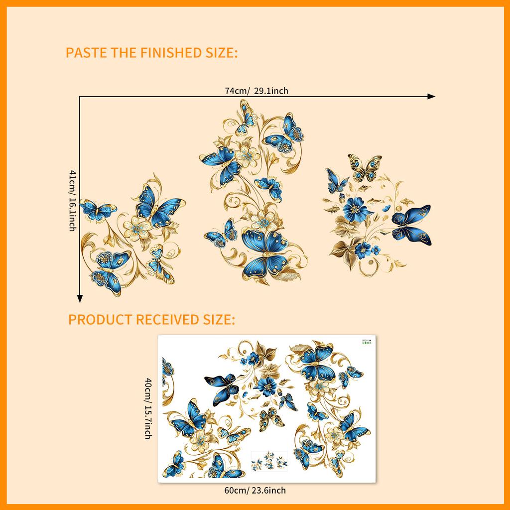 Sticker da Parete Fiore Rampicante Farfalla Sfondo Decalcomania Murale per Soggiorno Stanza dei Bambini Autoadesivo Decorazione per la Casa