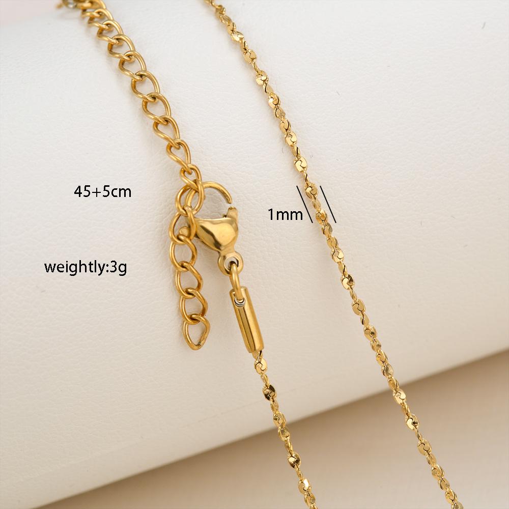 Élégant Collier Chaîne Boîte en Acier Titane Plaqué Or 18 Carats pour Femmes