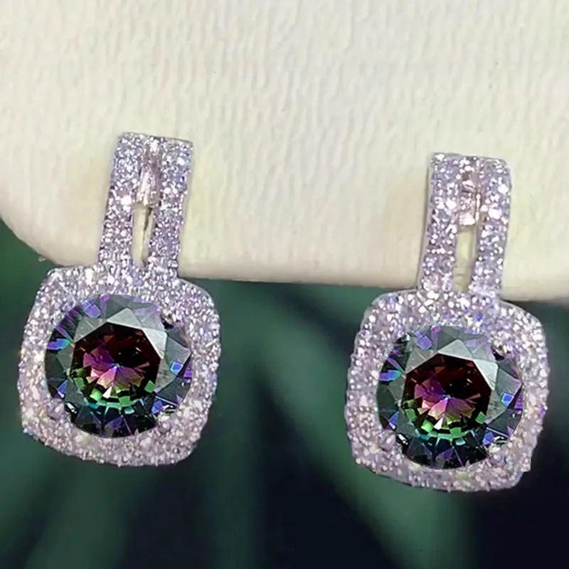Cao Shi Korean Style Round Zircon Diamond Earrings - Popular European & American Ins Style