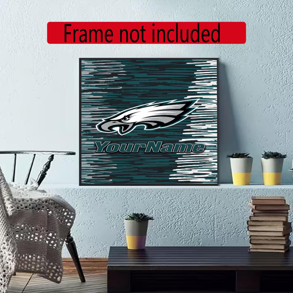 Philadelphia Eagles Personalized Text Diamond Painting Round Diamond Mosaic Rhinestones Diamond Embroidery Craft Kit Wall Decor Without Frame