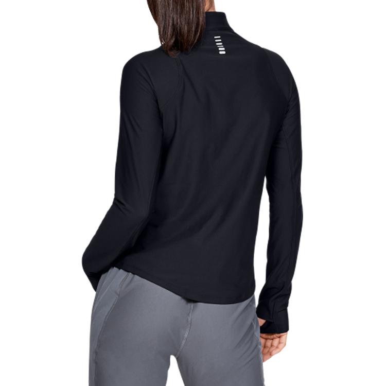 Under Armour Stand Collar Casual Running Sports Long Sleeve Sweatshirt Women Tops Black 1326512-001