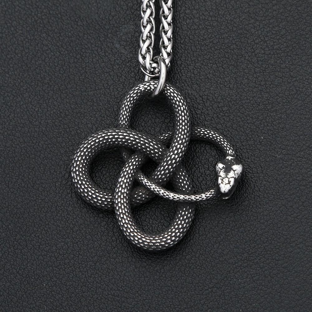 Punk Hip Hop Ouroboros Snake Pendant Men's 316L Stainless Steel Gothic Biker Vikings Animal Necklace Party Jewelry Dropshipping