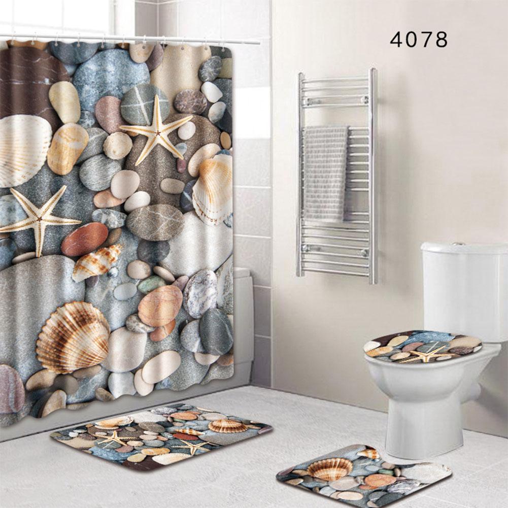 

4 шт./набір, що можна мити, нековзкий килимок, кришка для туалету, килимок для ванної, завіса для душу 4078#1