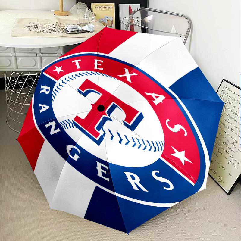 Baseball Rangers Map Umbrella Folding Umbrella, Automatic Umbrella 8-Frame for Travel, Camping Use Gift for Halloween Christmas