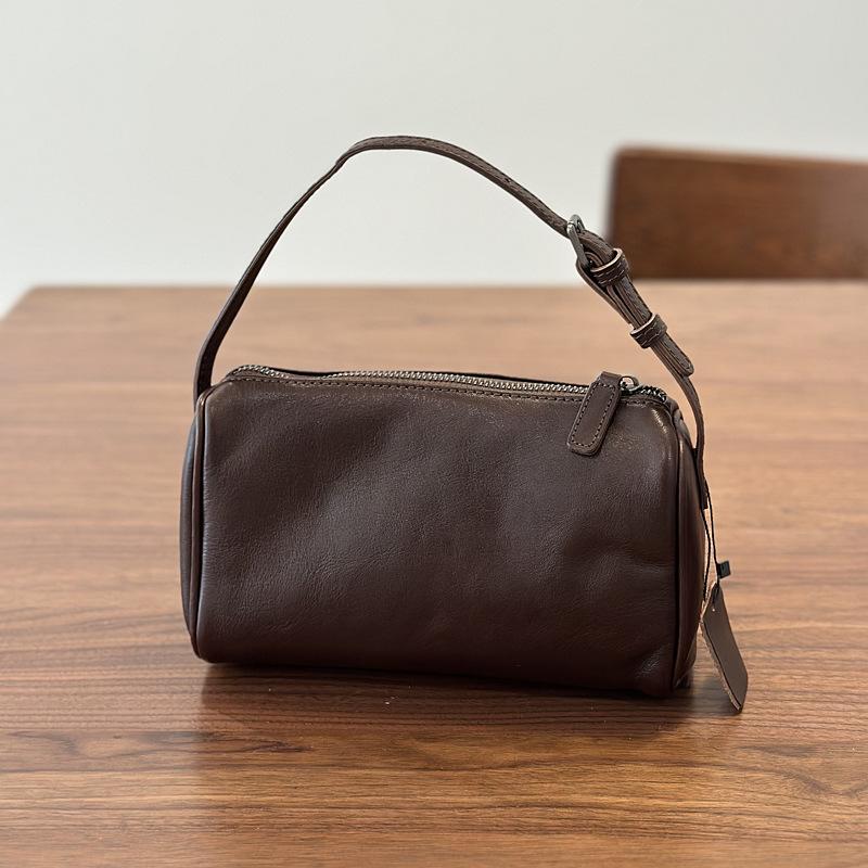 Johnature Genuine Leather Small Square Bag Soft Cowhide Women's Handbag Solid Color Casual Versatile Shoulder Bag