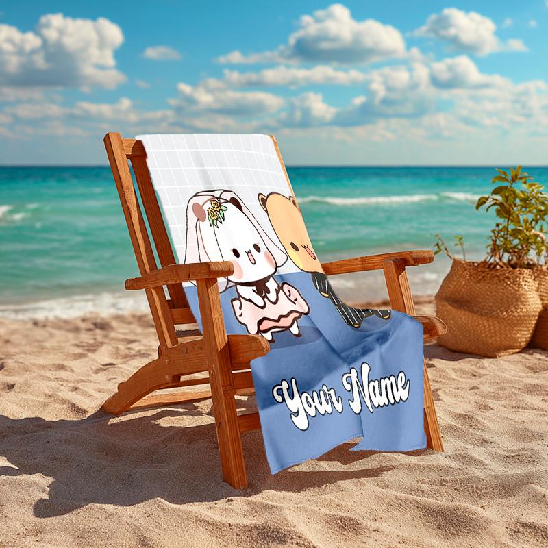 Personalized customized proof beach towel with Bubu Dudu  pattern - soft, absorbent, quick-drying, perfect swimming, camping&bathing