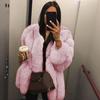 Jacket women's autumn and winter medium and long artificial fur fur coat contrasting color European and American style light luxury furry