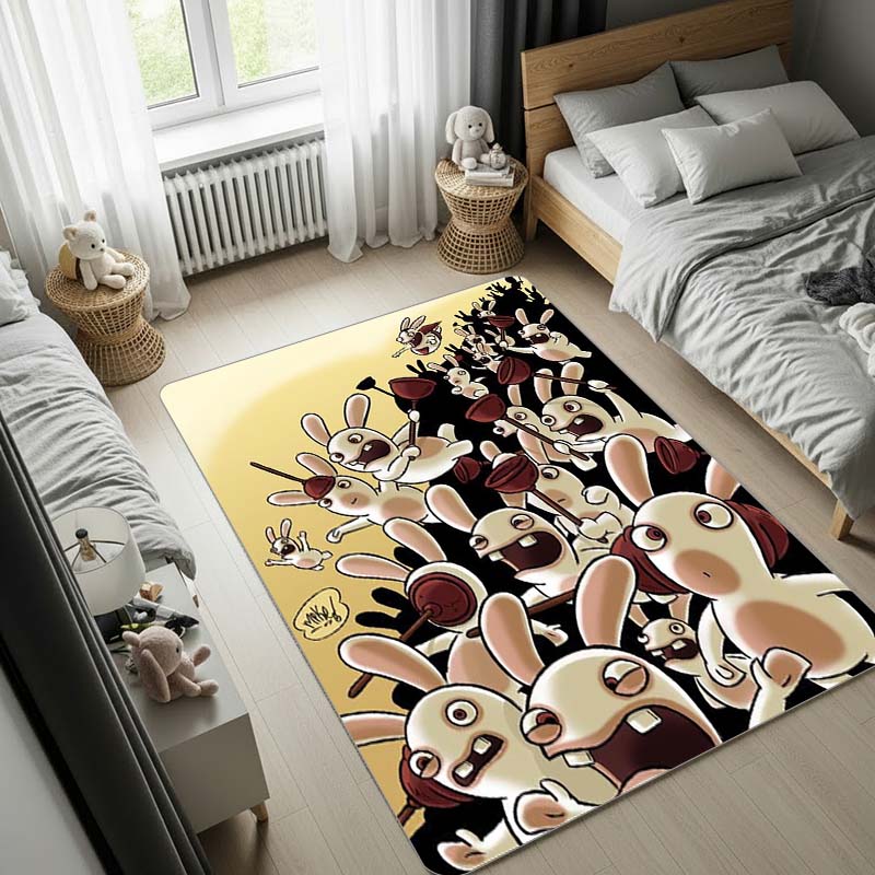 Raving Rabbids Carpet,Bedroom Rug, Doormat,Living Room Rug, Bedside Carpet, Computer Chair Mat, Christmas Gift.