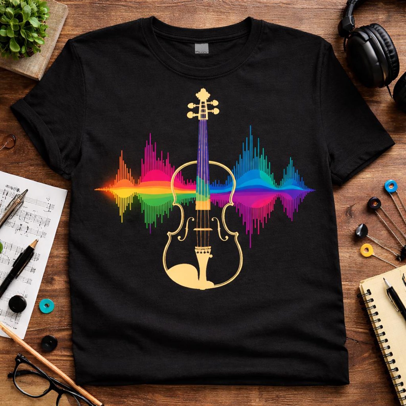 Colorful Violin Soundwave Shirt Violin Player Music Lover Gift 4XL