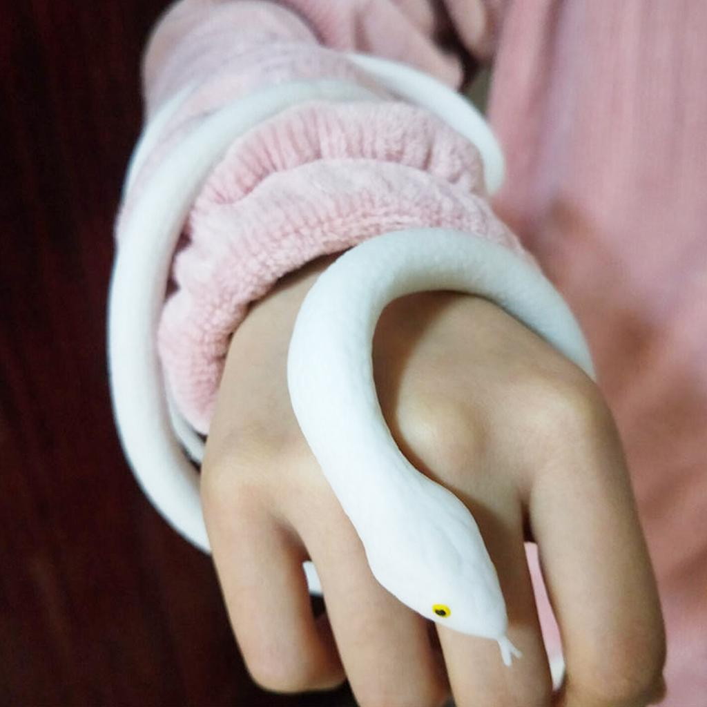 120CM Fake Snake Toy Simulation Snake Realistic Snake Prank Prop Cosplay Props Tricky Playthings for Kids Children (White)