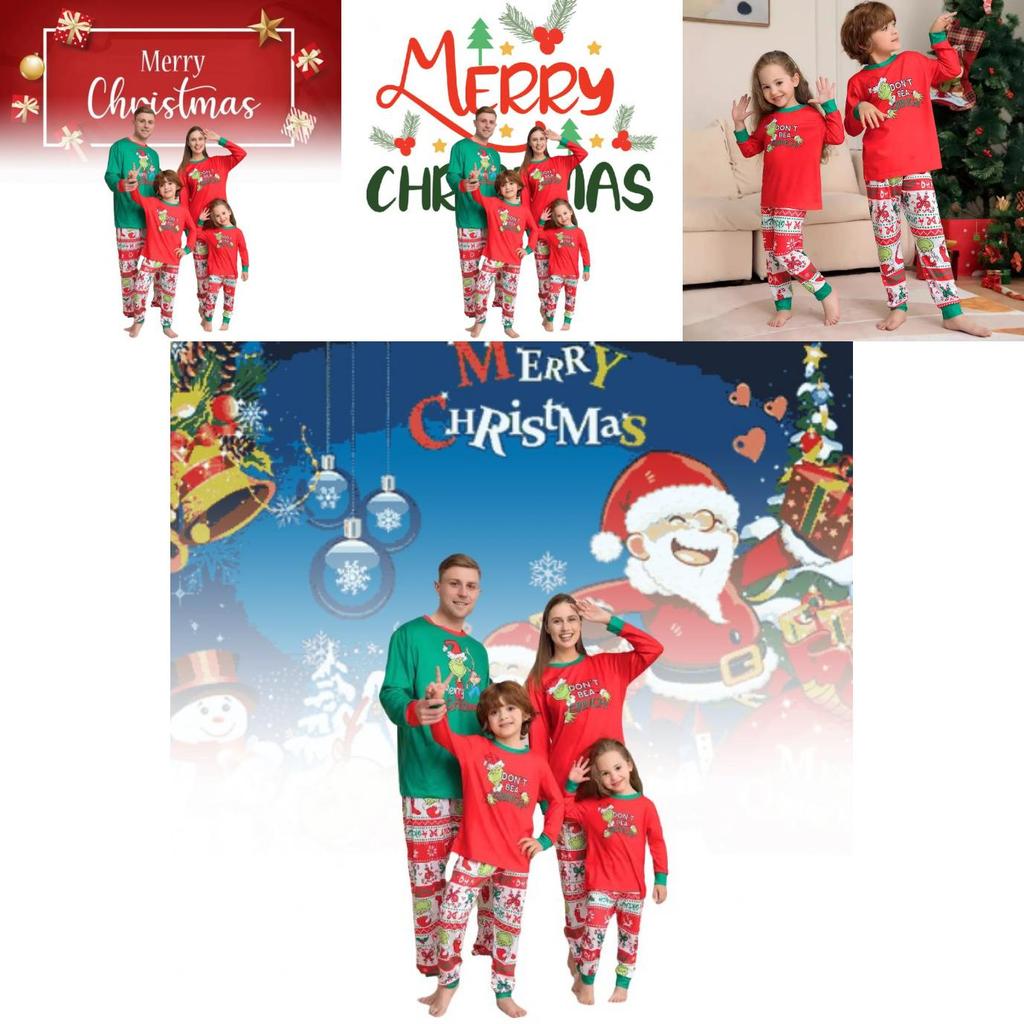 Cozy And Stylish New Monster Print Pajama Set Family Matching Outfits For Christmas