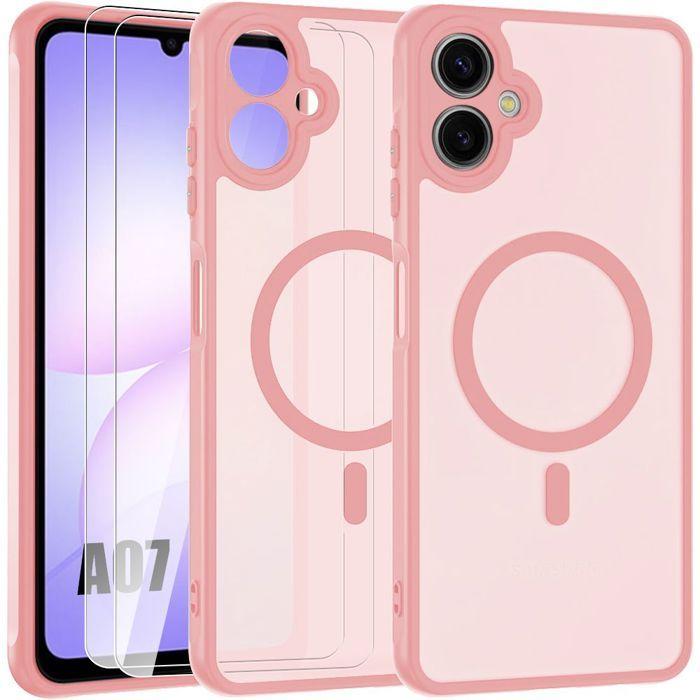 Coque de Protection - BOOLING - pour Samsung Galaxy A07 - avec Cercle et Film Caméra - Rose - 2 Vitres