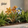 Rustic Flower Pot Art Decorative Garden Handcrafted Stake Accessory Metal Vintage Yard Outdoor Plant for Pathway Lawn Patio Planter