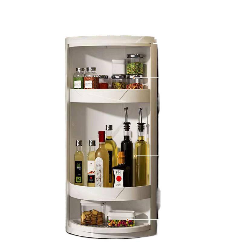 Triangle Kitchen Spice Rack: Wall-Mounted, Rotating Storage Shelf with Large Capacity and Punch-Free Corner Organizer