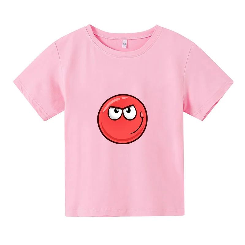 2025 Bambini Carino PALLA ROSSA 2° Stampa Vestiti Bambini Estate Moda T-shirt Ragazzi Cartoni animati T-shirt Ragazze Manica Corta Top Casual
