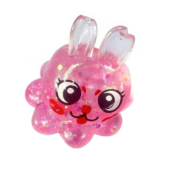 

Bunny Ear Octopus Squeeze Toy Stress Relief Glitter Sugar Ball Sensory Toy Anxiety Relieving Clear Animal Hand Relaxation