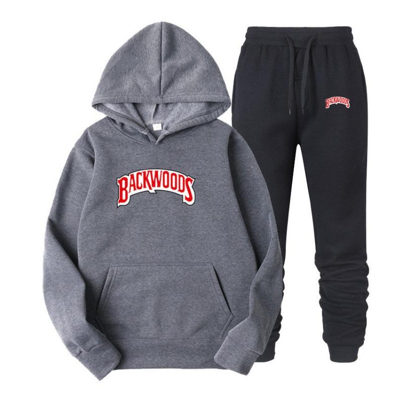 Tide Brand Sweater Set BACKWOODS Printed Men's and Women's Fleece Hoodie Two-piece Set